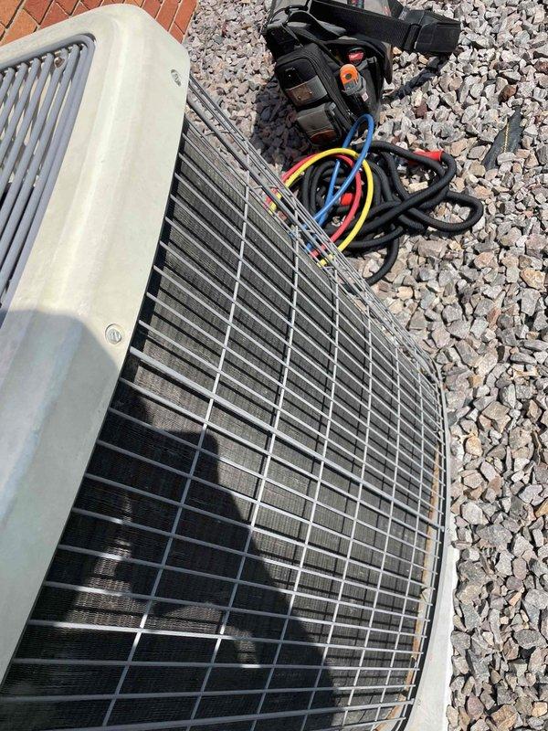Completed comprehensive tune-up service on single outdoor AC unit. Performed full system inspection including interior air handler components, blower motor assembly, and electrical connections. Utilized refrigerant gauge manifold to check system pressures and verify proper refrigerant charge levels, ensuring optimal cooling performance and system efficiency.