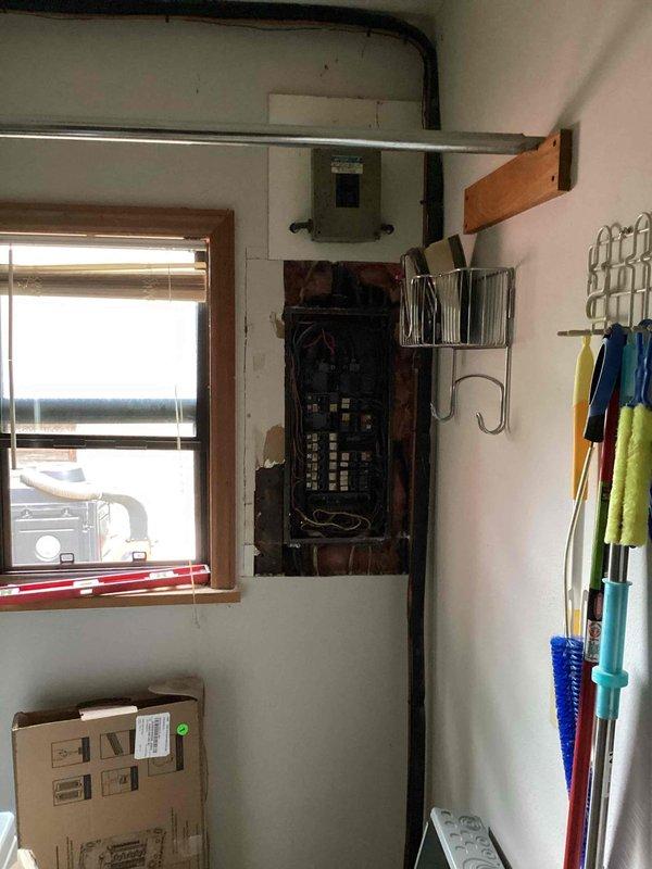 Completed full electrical panel replacement in utility room, including installation of new circuit breaker panel with proper surge protection and updated grounding system. Removed existing panel box and installed modern distribution panel with multiple circuit breakers to meet current electrical code requirements, ensuring safe and reliable power distribution throughout the property.