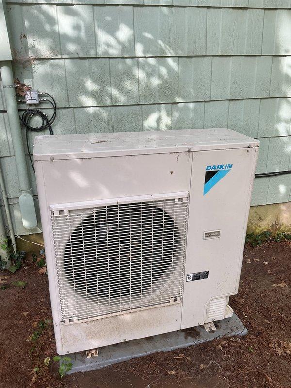Completed comprehensive cooling system tune-up on Daikin air conditioning unit, performing standard maintenance checklist including inspection of indoor air handler electrical components, contactors, circuit breakers, and blower motor assembly. Exterior condenser unit inspected and serviced, with all system components found operating within normal parameters and customer presented with preventive maintenance agreement enrollment option.