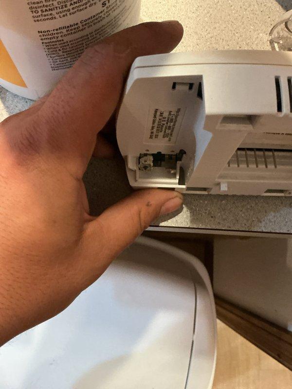 Responded to service call for corroded Honeywell thermostat requiring replacement. Upon inspection, confirmed severe corrosion on thermostat housing and internal components, rendering unit inoperable and unsafe for continued use. Removed defective thermostat from wall mount, disconnected wiring, and documented existing conditions with photographs for customer records.