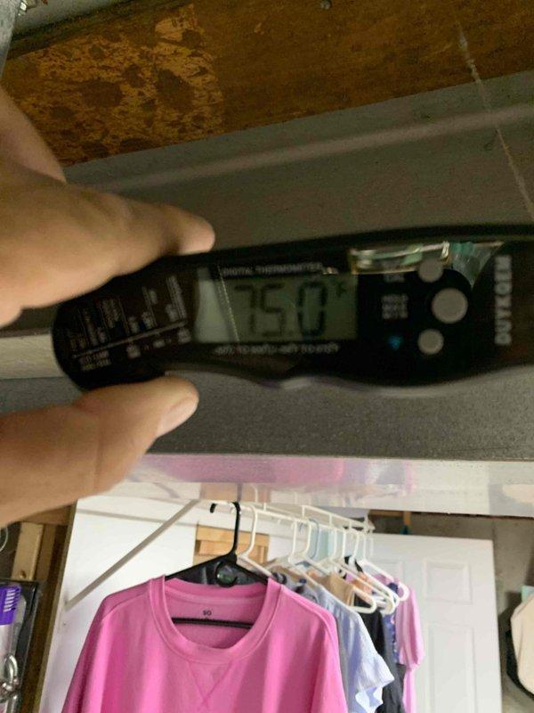 Responded to no cooling complaint on 7-year-old residential air conditioning system. Upon arrival, performed temperature diagnostics at supply and return registers. Measured supply air temperature at 53°F and temperature differential of 25°F across the system, indicating the unit was operating within normal parameters and cooling effectively. System found to be functioning properly with adequate airflow and appropriate temperature split, suggesting no mechanical issues present at time of service call.