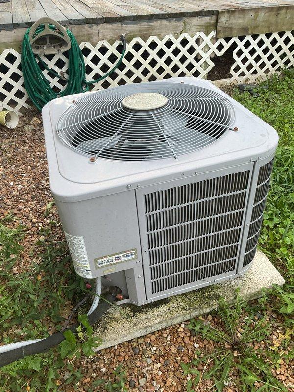 Responded to no cooling call on 10+ year old ground-level outdoor condensing unit located in backyard. Upon arrival, performed diagnostic inspection of both outdoor condenser and indoor air handler/furnace system. Evaluated condenser unit operation, checked refrigerant pressures, inspected electrical components, and verified proper fan motor function. Assessed indoor equipment including blower operation and thermostat communication. System restored to proper cooling operation after completing necessary service procedures.