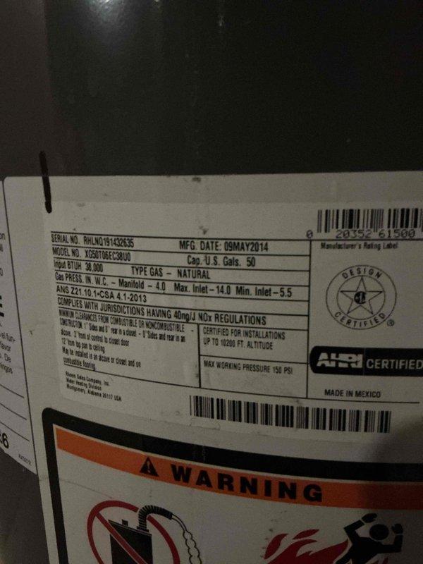 Installed a 50-gallon State ProLine natural gas tall water heater in basement utility area. Connected copper supply lines and gas piping to new unit, established proper venting, and verified all connections for code compliance. Obtained City of Kirkwood plumbing permit (PLUM-26-0507) for installation, confirmed unit meets ANSI Z21.10.1-2011 standards, and completed all required safety checks prior to commissioning the water heater for operation.