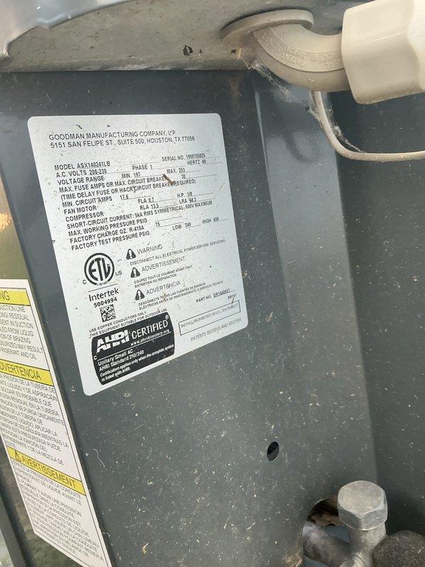 Responded to no cooling complaint affecting bedroom side of residence with dual HVAC system. Performed diagnostic inspection of Goodman ASX160181B outdoor condenser unit, which appeared in good physical condition with clean exterior and proper installation. Customer had been advised to shut off unit prior to arrival as a precautionary measure, and system was evaluated for operational issues affecting zoned cooling performance.