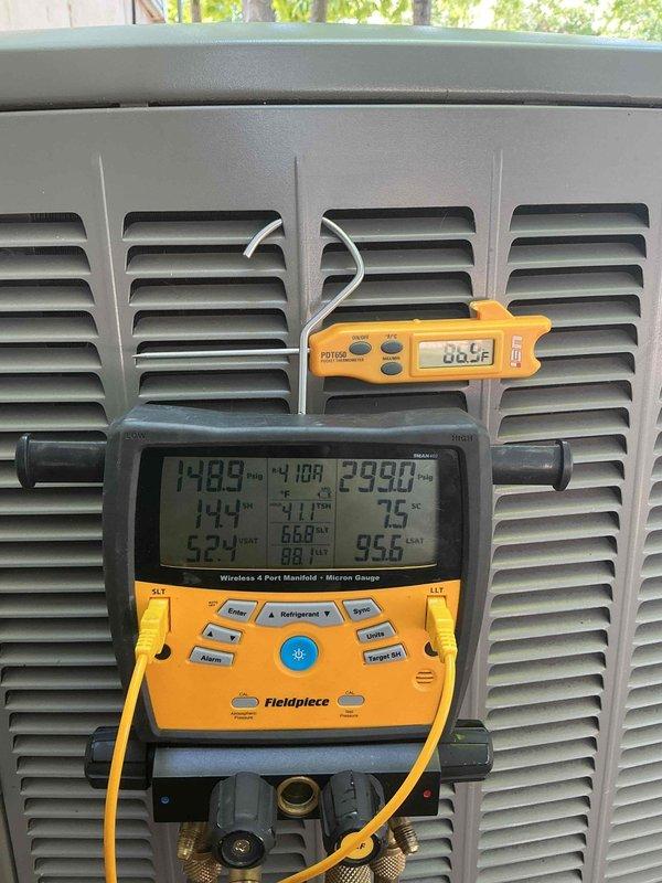 Replaced failed evaporator coil (serial number 6013a35053) in residential HVAC system. Performed system diagnostics using digital manifold gauges to verify proper refrigerant pressures and temperatures post-installation, with readings confirming optimal superheat and subcooling values. Removed and disposed of old coil per standard procedures, completing full system restoration to normal cooling operation.