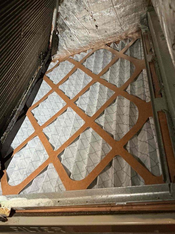 Completed comprehensive cooling tune-up maintenance on three air conditioning systems including two standard split systems located on opposite sides of the property and one ductless mini-split unit with attic-mounted components. Performed full system inspections, cleaned condenser coils showing moderate dirt accumulation, checked refrigerant lines for proper insulation and signs of wear, inspected and documented air filter conditions in air handlers, verified all electrical connections, and tested system operations to ensure optimal performance across all three units.