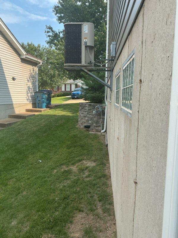 Responded to no cooling call on an 18-year-old residential air conditioning system. Upon arrival, performed diagnostic evaluation of both the outdoor condenser unit mounted on exterior wall bracket and the indoor American Standard furnace with integrated cooling coil. Identified system failure due to age-related component wear. Given the advanced age of the equipment and cost-effectiveness of repair versus replacement, recommended system replacement to restore cooling functionality and improve energy efficiency.