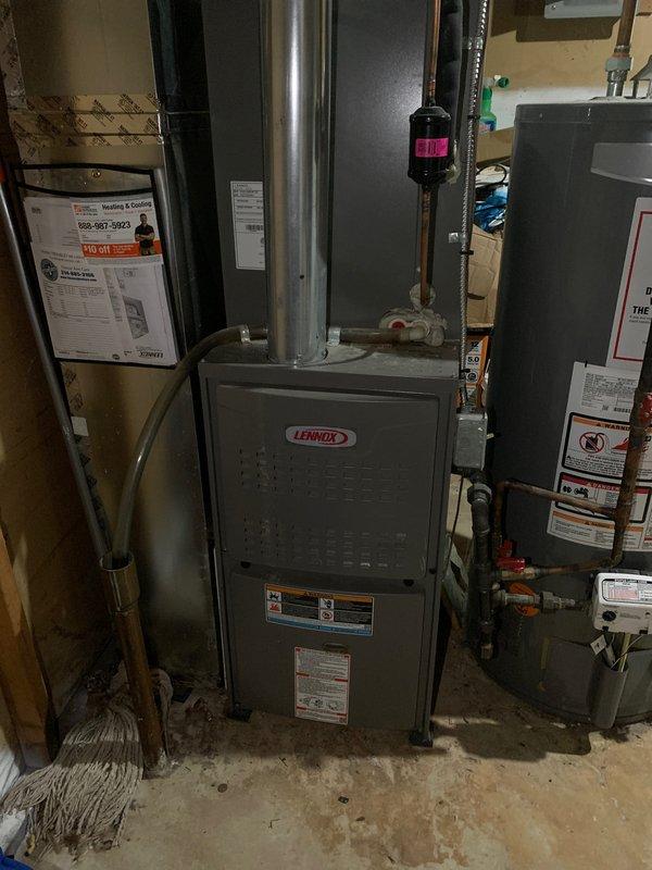 Responded to no cooling call on residential split system under 10 years old. Upon arrival, performed diagnostic testing on outdoor condenser unit and indoor Lennox furnace with cooling coil. System was completely non-operational with no power to outdoor unit. Identified failed contactor preventing compressor and condenser fan from engaging, resulting in complete loss of cooling capacity.