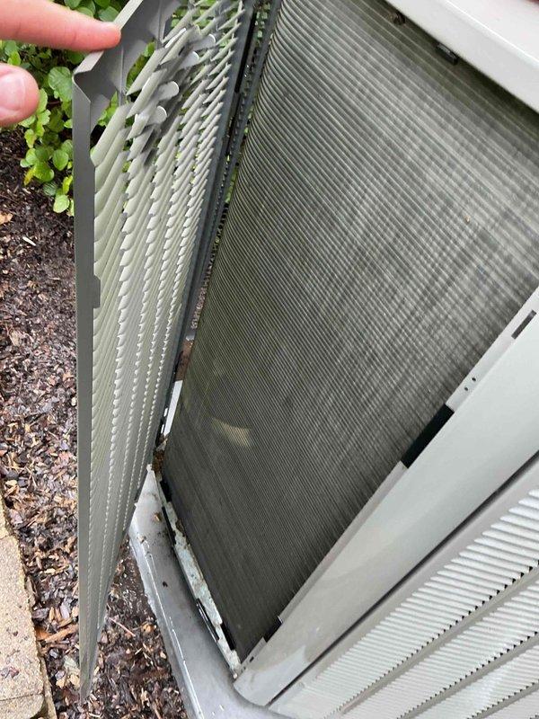 Completed comprehensive cooling season tune-up on 5-year-old outdoor air conditioning unit. Performed full system inspection including condenser coil examination, verified proper airflow through heat exchanger fins, checked refrigerant levels, tested electrical connections, and inspected all accessible components for wear or damage. Unit operating within normal parameters with coils showing good condition and adequate clearance from surrounding vegetation.