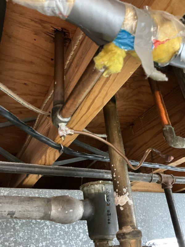 Responded to callback for leaking humidifier water line on basement unit. Upon inspection, identified failed connection at humidifier supply line causing active leak. Replaced defective compression fitting and secured water line connections. Verified humidifier operation and confirmed no further leakage present. System tested and returned to normal operation.