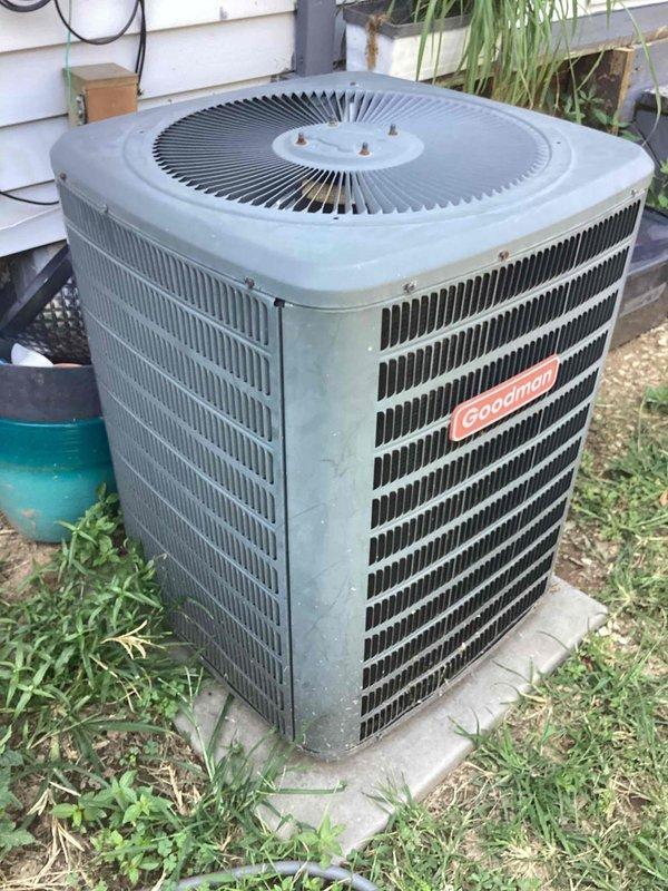 Responded to no cooling complaint on 21-year-old Goodman condensing unit. Customer reported another contractor recently added refrigerant without performing leak detection or providing repair recommendations. Performed comprehensive diagnostic evaluation of outdoor condensing unit and indoor air handler. Conducted visual inspection of exterior unit showing significant age-related wear and deterioration. Evaluated refrigerant charge, electrical components, and overall system operation. Identified unit operating beyond typical service life expectancy. Discussed findings with customer including previous refrigerant addition without proper leak search protocol. Provided professional recommendations for leak detection service and reviewed options for system repair versus replacement given age and condition of equipment.