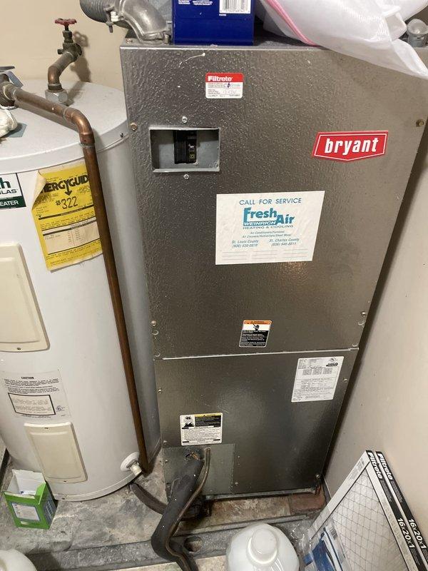 Responded to no cooling call and performed system diagnostic on Bryant air handler unit. Upon arrival, confirmed system was not operating and advised homeowner to keep unit shut off until evaluation was complete. Documented existing equipment condition including Bryant HVAC system and vintage Honeywell Chronotherm thermostat, collected trip charge authorization, and provided preliminary assessment with recommendation for follow-up service appointment.