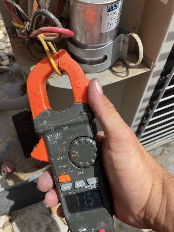 Responded to no cooling complaint on 26-year-old central air conditioning system. Upon arrival, performed diagnostic testing of outdoor condensing unit using clamp meter to measure electrical current draw on compressor circuit, which revealed abnormal readings indicating compressor failure. Given the age of the equipment and the cost-effectiveness of repair versus replacement, recommended system replacement. Customer opted to proceed with new system installation at this time.