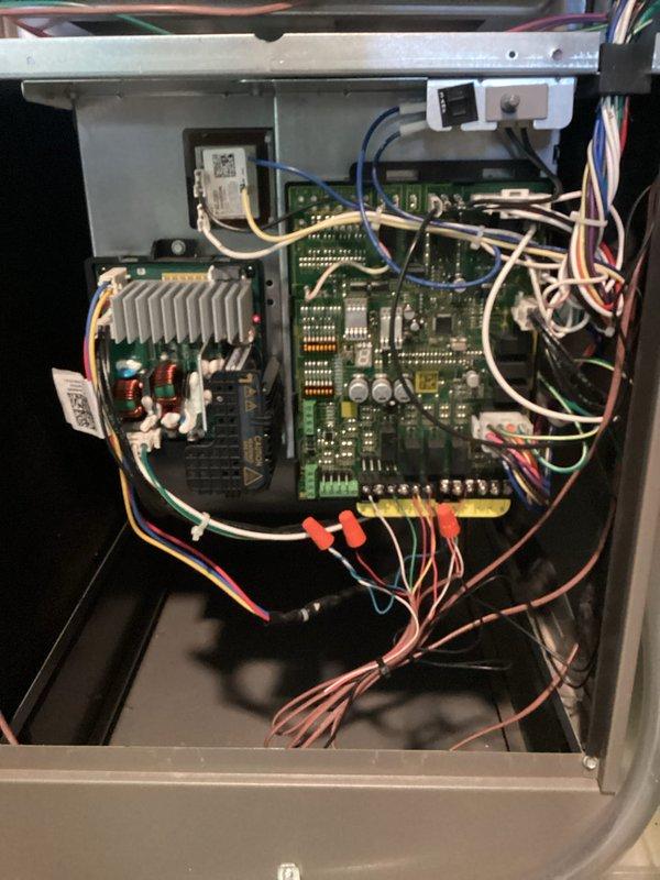 Completed routine cooling season tune-up on 1-year-old Lennox system. Performed comprehensive inspection of outdoor condenser unit and electrical control components, verified proper operation of control boards and power supply modules, checked all electrical connections and wiring integrity, inspected fan motor and grille assembly, and confirmed system is operating within manufacturer specifications. Unit found in good working condition with normal wear for age.