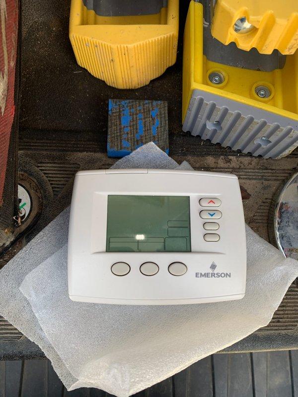 Responded to no cool call and found 11-year-old White Rodgers 1F85-0477 thermostat inoperative. Removed failed thermostat from wall and installed new Sensi digital thermostat as replacement. Verified new thermostat powered on properly, displaying 76°F ambient temperature and functioning correctly with all controls operational. System restored to normal operation.