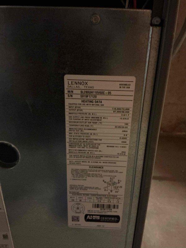 Completed comprehensive cooling maintenance on a 9-year-old Lennox AC system with SL280UH110V060-D5 furnace. Performed standard tune-up procedures including inspection of blower assembly, verification of manufacturer specifications, and system operational testing. Unit confirmed operating properly with all components functioning within normal parameters.