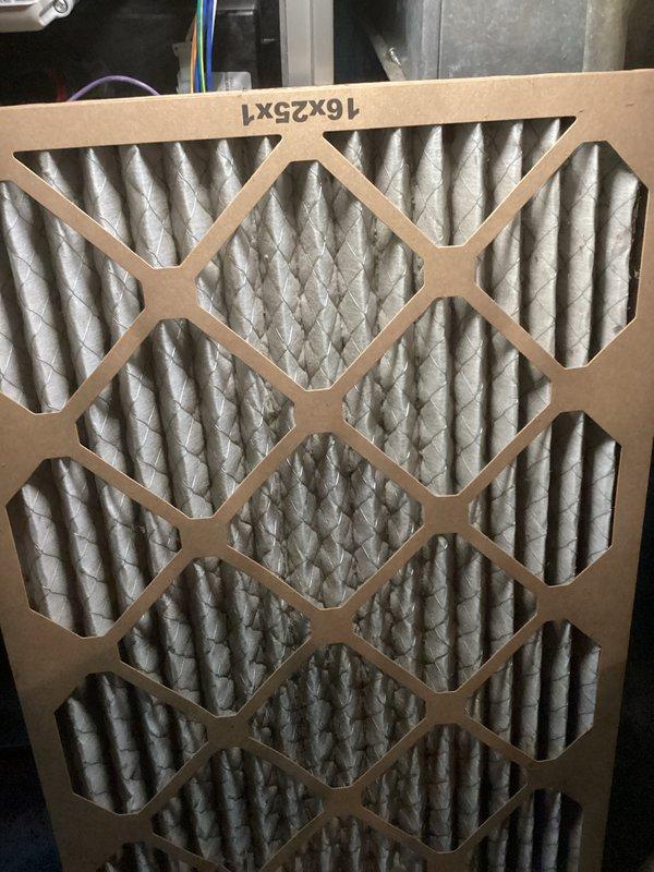 Completed comprehensive AC tune-up on 9-year-old Lennox system per customer request. Performed full system inspection including electrical connections, control board operation, and gas valve functionality. Inspected and documented 16x25x1 air filter showing moderate dust accumulation; all components found operating within normal parameters with no issues identified.