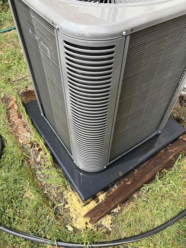 Completed comprehensive cooling system tune-up on outdoor condensing unit located on side of home. Performed standard maintenance procedures including inspection of condenser coil, fan motor operation, refrigerant lines, and electrical connections. Unit operating within normal parameters upon completion of service.