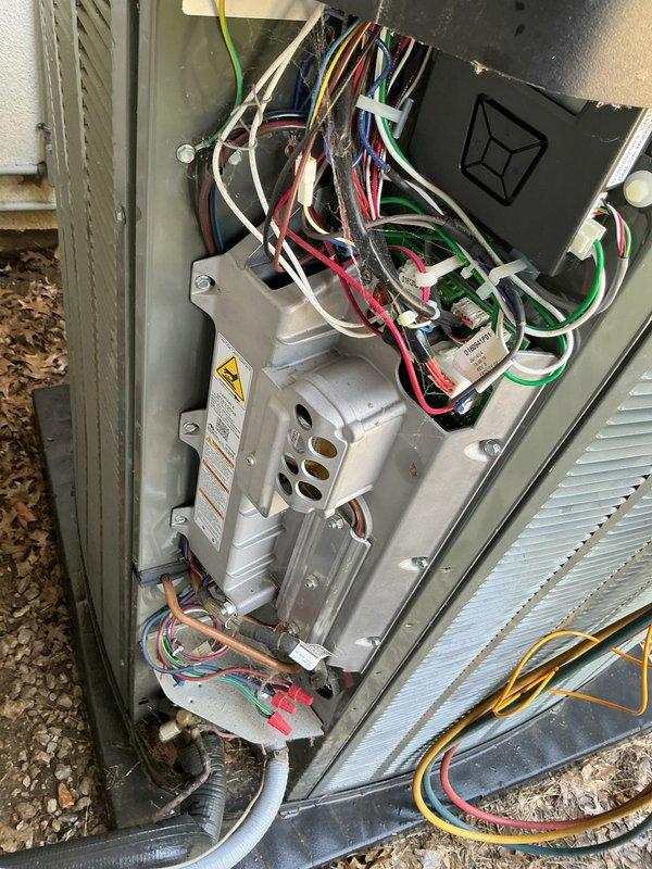 Completed comprehensive U10 cooling system tune-up on outdoor AC unit located at side of home. Performed full system inspection including electrical connections, control board functionality, compressor operation, and refrigerant levels. Additionally installed new thermostat as requested to replace existing unit, ensuring proper communication with cooling system and verifying all temperature control functions operating correctly.