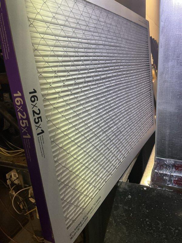 Completed comprehensive cooling system tune-up on a 10-year-old outdoor condensing unit mounted on exterior wall. Performed standard maintenance protocol including system inspection, replaced 16x25x1 air filter, and verified proper operation of all components. Unit operating within normal parameters upon completion of service.