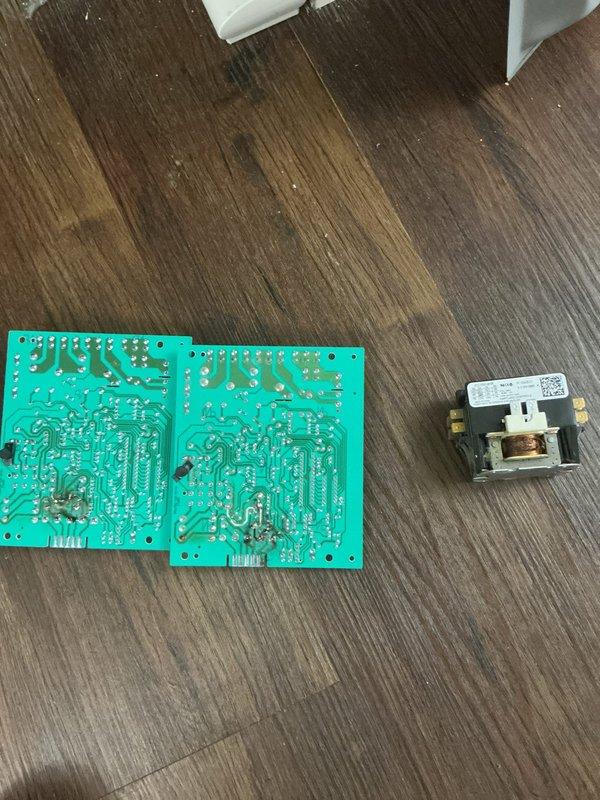 Responded to no cooling call on basement/backyard ground level unit. Previous technician had attempted control board repair without success. Upon inspection, diagnosed failed control board and defective contactor relay. Replaced both components, restored system to proper operation, and verified cooling cycle functionality.