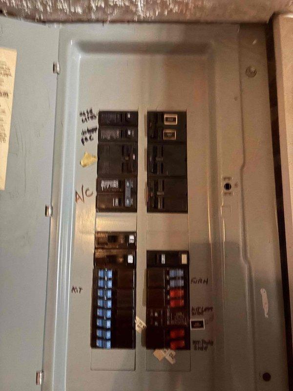 Responded to service call for multiple non-functioning interior and exterior outlets. Performed diagnostic testing at electrical panel to identify tripped breakers and circuit issues affecting the outlet circuits. Inspected panel configuration, verified proper breaker operation, and documented existing electrical system conditions. Reset affected circuits and confirmed restoration of power to previously inoperative outlets throughout the property.