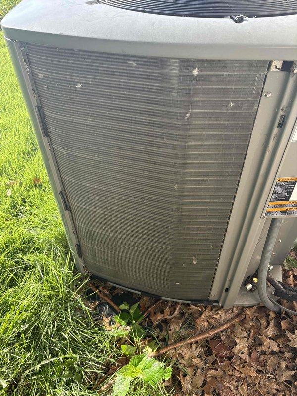 Completed comprehensive AC tune-up on outdoor condensing unit. Performed standard maintenance protocol including inspection of condenser coils, which showed dirt and debris accumulation on fins requiring attention. Addressed customer concern regarding low airflow to second floor by evaluating system performance and airflow distribution. Verified unit operational status, checked refrigerant levels, inspected electrical connections, and cleaned condenser coils to restore optimal heat transfer efficiency and improve overall system performance.