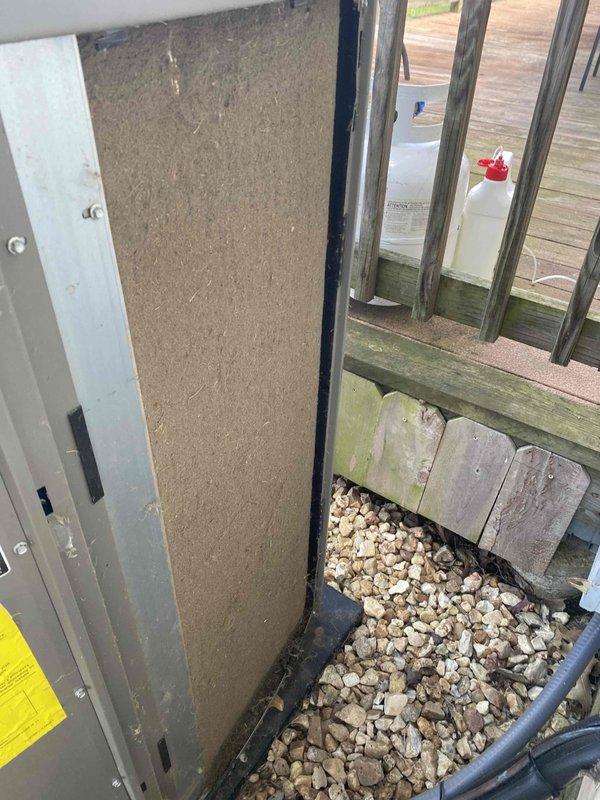 Completed comprehensive cooling tune-up on 1-year-old residential AC system with outdoor condenser unit and indoor air handler located in bedroom closet. Performed standard maintenance protocol including filter inspection, system operation verification, and visual equipment assessment. Noted heavily soiled air filter with significant dirt and debris accumulation requiring replacement to maintain proper airflow and system efficiency.