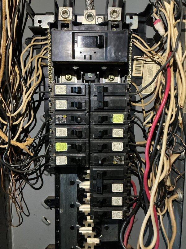 Responded to urgent no-power condition affecting living room circuit, including air conditioning unit critical for occupant's medical needs. Upon arrival, confirmed that multiple circuit breakers had been reset without resolving the issue. Conducted comprehensive inspection of main electrical panel and service entrance equipment. Examined all branch circuit breakers, main disconnect, and associated wiring connections within the panel. Verified proper wire sizing, terminal connections, and neutral/ground bus bar integrity. Inspected exterior service mast, meter base, and overhead service drop connections for signs of damage or loose connections. Identified and resolved the fault condition, restoring power to the affected living room circuit. Tested all circuits for proper voltage and confirmed air conditioning unit operation. Verified all circuit breakers were properly seated and functioning correctly before closing panel.