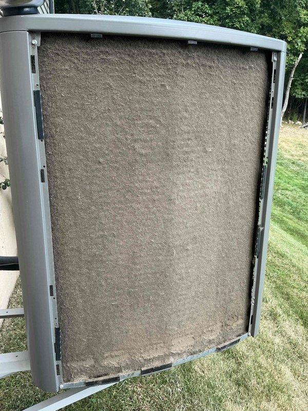 Responded to no cooling call on 3-year-old Lennox system displaying "alert 413: high pressure switch strike lockout" error. Upon arrival, found severely restricted airflow due to heavily soiled air filter and condenser coil clogged with debris and dirt accumulation. Replaced dirty air filter and thoroughly cleaned condenser coil fins to restore proper airflow and heat transfer. Reset high pressure lockout, verified system pressures returned to normal operating range, and confirmed unit cooling properly with no error codes. System restored to full operation.