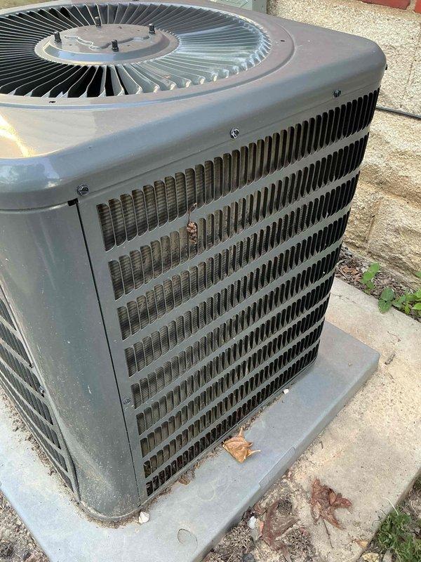Responded to no cooling complaint on residential air conditioning system. Upon inspection, found outdoor condenser unit operational but severely restricted airflow due to critically clogged air filter at indoor air handler. Filter exhibited heavy dirt and debris accumulation throughout pleated media, causing significant reduction in system airflow and cooling capacity. Replaced dirty filter with new filter to manufacturer specifications. Verified proper airflow restoration and system cooling operation. Unit returned to normal cooling function upon completion.