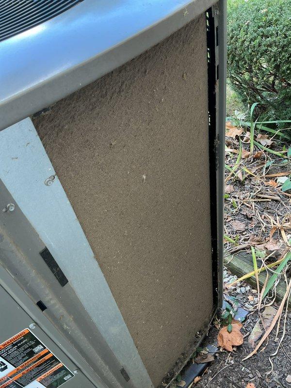 Responded to no-cool complaint on 2-year-old Lennox system unable to maintain setpoint, with indoor temperature reaching only 80°F when thermostat set to 75°F. Upon arrival, performed visual inspection of outdoor condensing unit and accessed interior components. Discovered severely restricted air filter with significant debris accumulation, blocking airflow to the evaporator coil. Removed and replaced dirty filter with new unit per manufacturer specifications. Verified outdoor unit operation, confirmed condenser fan motor running properly, and checked refrigerant lines for proper insulation and condition. Cycled system through complete cooling cycle and monitored temperature differential across coil. System returned to normal operation with proper airflow restored and adequate cooling capacity achieved. Documented conditions with photos showing filter restriction and unit placement. Advised homeowner on recommended filter maintenance schedule to prevent future airflow issues.