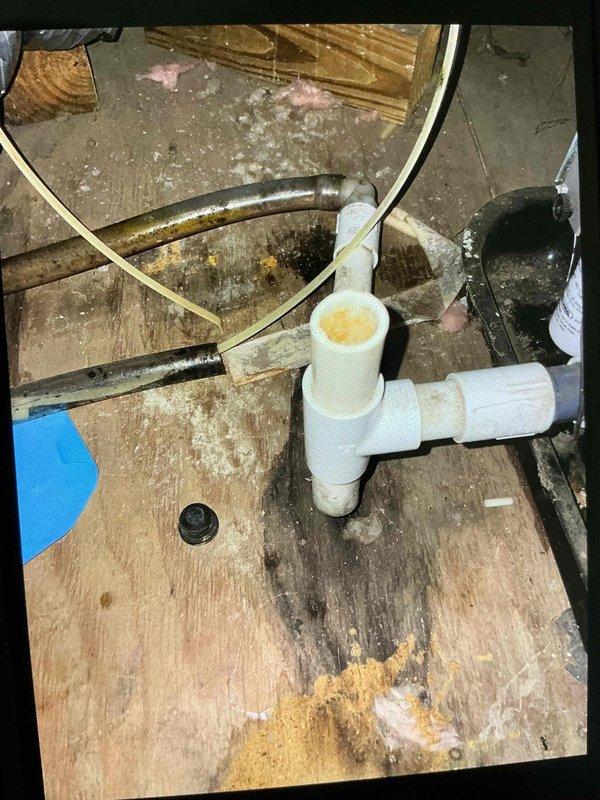 Responded to no cooling call on 5-year-old Lennox system affecting upstairs zone. Unit had ceased operation following recent service visit. Upon inspection, discovered condensate drain line obstruction in attic space causing secondary float switch activation and system lockout. Cleared blockage from PVC drain assembly, verified proper drainage flow, and tested float switch operation. System restored to normal cooling operation with all safety devices functioning correctly.