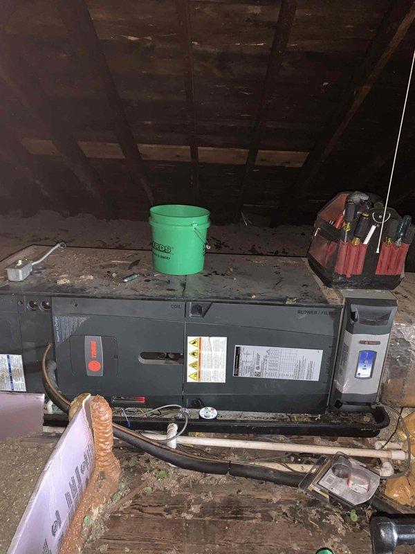 Responded to no cooling complaint on one of two systems at the property. Replaced failed thermostatic expansion valve (TXV) and installed hockey puck style wet switch for secondary drain line protection. System tested and verified operational upon completion, with proper refrigerant pressures confirmed using digital manifold gauges. Defective parts removed and disposed of per protocol.