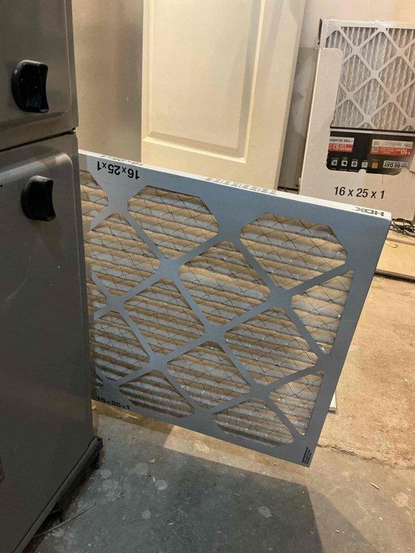 Completed comprehensive tune-up and preventative maintenance on three residential HVAC systems, each consisting of an air conditioning unit and furnace. Performed full system inspections including filter replacement with 16x25x1 pleated filters, electrical component testing, control board verification, capacitor assessment, and refrigerant line inspection. All three systems tested and confirmed operational with no deficiencies noted.