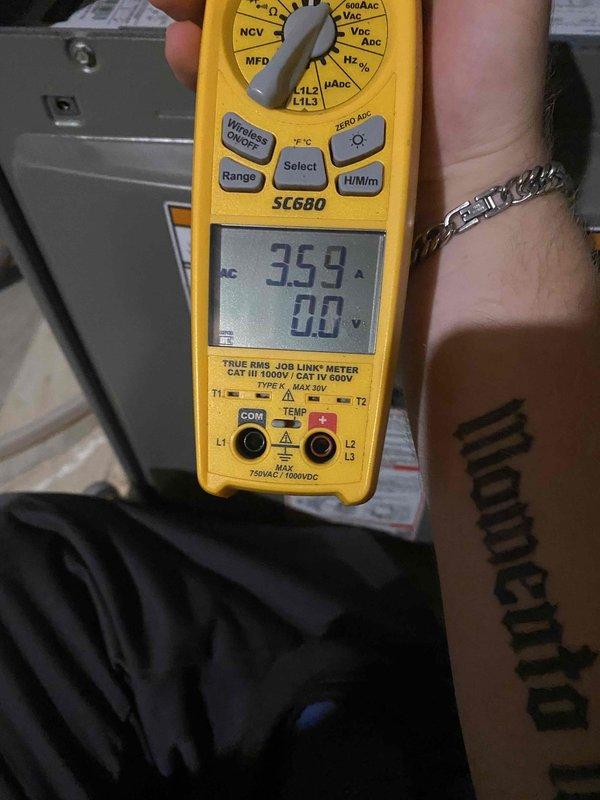 Completed heating maintenance tune-up on a 9-year-old furnace system. Performed comprehensive inspection of all heating components, verified proper system operation, and took electrical voltage readings using diagnostic meter showing 359V AC. System was found to be functioning properly with no issues identified during the preventative maintenance service.