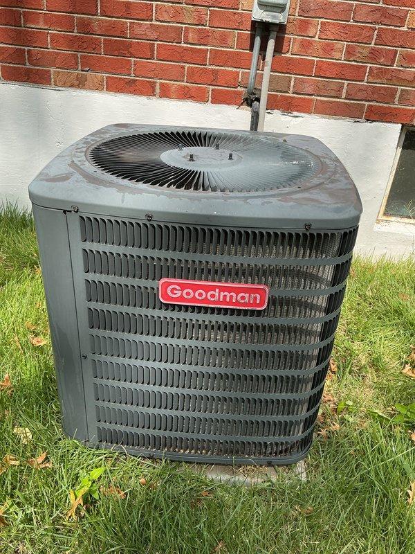 Completed comprehensive tune-up maintenance on a Goodman air conditioning condenser unit located in the backyard. Performed standard preventive maintenance procedures including system inspection, cleaning of condenser coils and fins, verification of refrigerant levels, electrical connection testing, and operational performance evaluation. Unit was found to be in satisfactory working condition with age-appropriate wear; all components functioning within normal parameters upon completion of service.