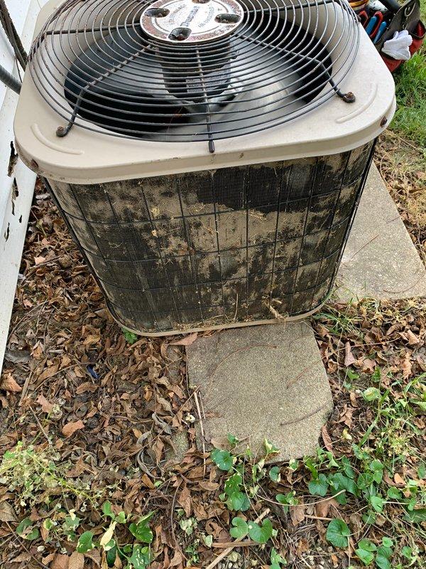 Completed comprehensive tune-up and maintenance service on a single outdoor air conditioning unit, approximately 5-10 years old. Performed full system inspection including electrical component examination, verifying all wire connections, control board functionality, and safety circuits within the indoor air handler cabinet. Inspected condenser unit exterior, noting moderate weathering and surface corrosion consistent with age and outdoor exposure. Cleaned and evaluated fan assembly, checked refrigerant levels, tested electrical connections, and verified proper system operation. All components found functioning within normal parameters. System operational and ready for continued service.