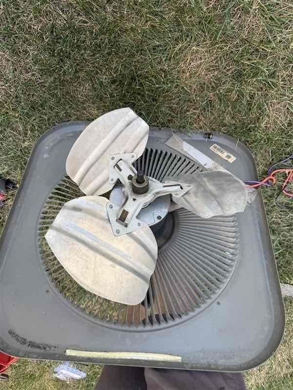 Responded to no cooling call and diagnosed failed condenser fan motor. Replaced defective motor with new unit sourced from Lennox Bridgeton. Verified proper fan blade operation, confirmed electrical connections, and tested system for proper cooling function. Removed and disposed of failed component per protocol.