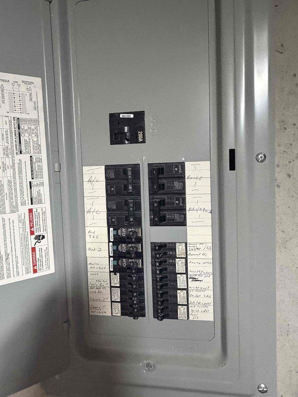 Completed installation of three outdoor lighting fixtures and one Ring light as part of a new electrical installation request. Accessed main electrical panel to establish dedicated circuits for the new fixtures, ensuring proper load distribution across the 200-amp service panel. All circuit breakers were properly labeled and documented to maintain accurate panel directory for future reference and service needs.