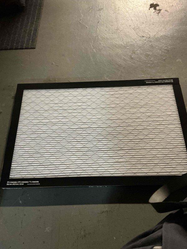 Responded to no cool/no airflow complaint following recent maintenance visit. Upon inspection, found severely restricted air filter completely blocking airflow to system. Filter media was heavily loaded with dust and debris, preventing air circulation through ductwork despite unit attempting to operate. Removed and replaced clogged filter with properly sized filter, restoring full airflow throughout home and normal cooling operation.