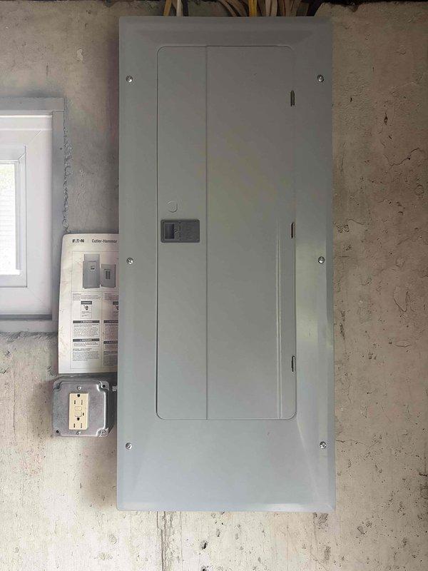 Completed scheduled electrical maintenance visit and performed comprehensive inspection of electrical service equipment. Documented main electrical panel, Eaton load center, exterior utility meter assembly with digital smart meter, and associated conduit connections. All components inspected and photographed, with equipment found to be in proper working condition with no visible defects or safety concerns identified.