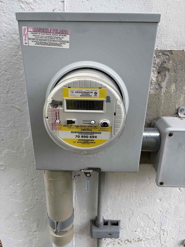 Completed scheduled electrical maintenance visit and performed comprehensive inspection of electrical service equipment. Documented main electrical panel, Eaton load center, exterior utility meter assembly with digital smart meter, and associated conduit connections. All components inspected and photographed, with equipment found to be in proper working condition with no visible defects or safety concerns identified.