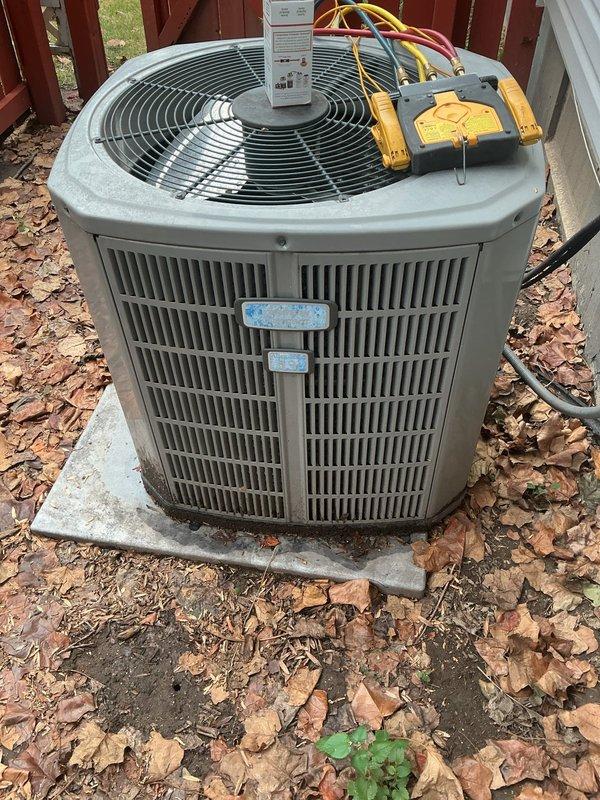 Responded to no-cooling complaint on residential air conditioning system. Upon arrival, performed diagnostic testing on outdoor condenser unit using multimeter and electrical testing equipment. Evaluated both outdoor condensing unit and indoor air handler for operational issues. Customer reported system malfunction and indicated previous service attempt by another contractor was unsuccessful. Completed system diagnostics and documented equipment conditions with photographs. Unable to complete repairs during initial visit; provided technical findings and pricing information to customer for approval before proceeding with necessary repairs.