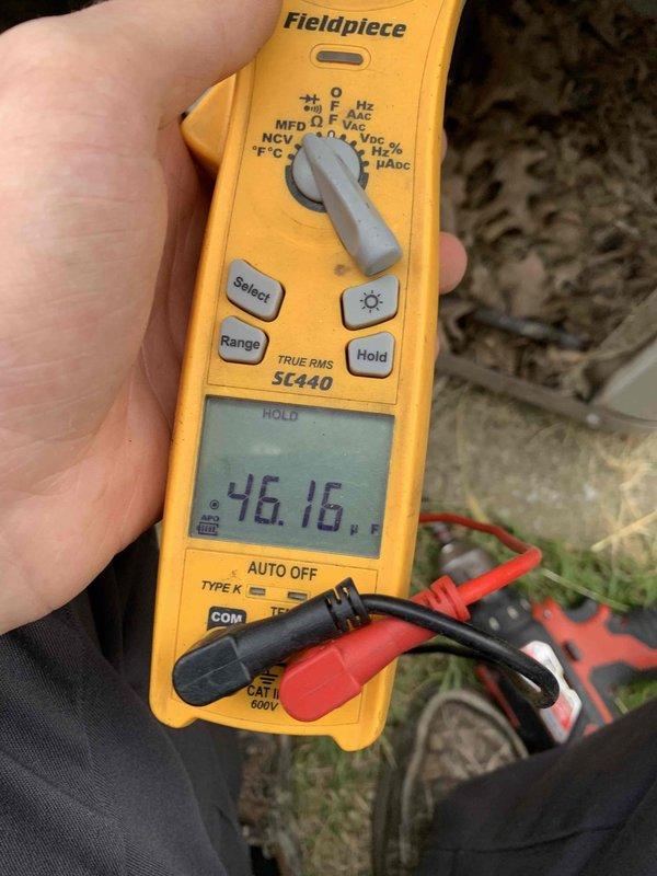 Completed preventive maintenance tune-up on a residential cooling system over 10 years old located in backyard. Performed standard diagnostic testing including electrical measurements using digital multimeter, verifying system operating parameters and component functionality. Unit inspected and serviced according to manufacturer specifications with all safety checks completed satisfactorily.
