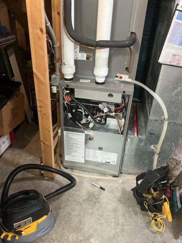 Completed comprehensive heating maintenance tune-up on residential furnace system. Performed full system inspection, checked all electrical components and connections, verified proper operation of blower motor and heat exchanger, cleaned burner assembly, and replaced air filter with Filtrete 1693 unit. System tested and confirmed operating within manufacturer specifications with no issues detected.