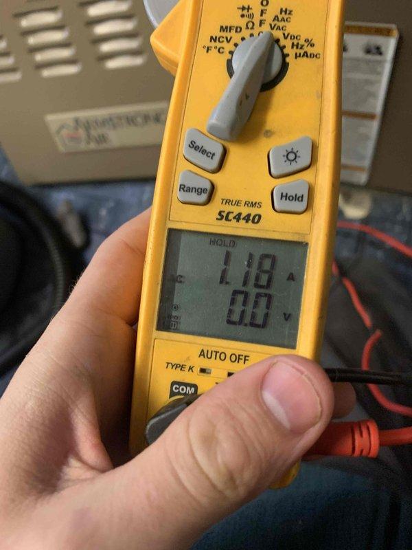 Completed comprehensive Supertune maintenance service on a 10-year-old HVAC system with air conditioning and furnace units. Performed thorough inspection of outdoor condenser unit and basement furnace, verifying proper operation of both heating and cooling systems. Conducted detailed diagnostics using digital multimeter to measure electrical parameters including voltage and amperage, confirming all readings within manufacturer specifications. Measured supply air temperature and airflow at ceiling register using digital thermometer to verify system performance. Inspected all accessible components, tested system controls, and confirmed proper cycling of both AC and heating modes. System found to be operating efficiently with no deficiencies noted during tune-up service.