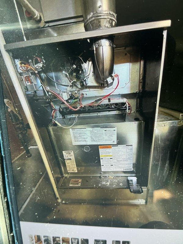 Completed comprehensive heating maintenance tune-up on two residential furnace units (9 years and 16 years old). Performed full system inspection, cleaned blower assemblies, checked electrical connections and wiring, replaced air filter, verified proper operation of all components, and confirmed both systems are functioning properly with no issues found.