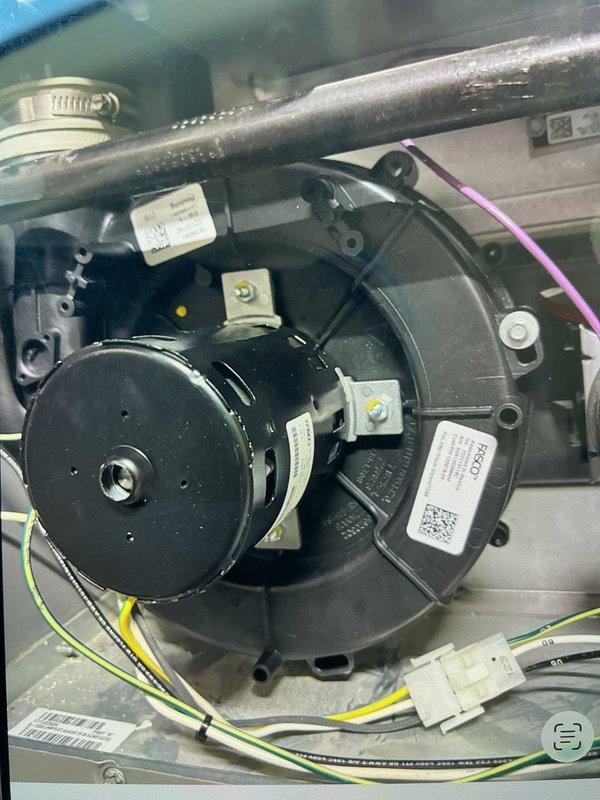 Responded to no heat call and replaced defective inducer motor under warranty on furnace system. Removed failed motor assembly from blower housing, installed new replacement unit (S/N 1719J23604), reconnected all electrical connections, and verified proper operation. Retained original part per warranty requirements and confirmed system restored to normal heating operation.