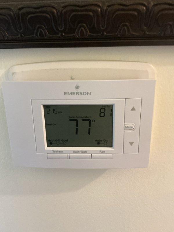 Completed comprehensive Supertune maintenance on two HVAC units located in backyard and utility closet. Performed full system diagnostics, inspected and cleaned both units, verified thermostat operation showing proper heating function at 77°F, and replaced air filters on both systems which showed moderate dust accumulation. All equipment operating within normal parameters upon completion.